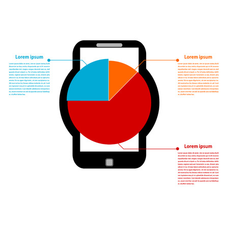 Mobile phone and diagram isolated on white background. Data analysis.のイラスト素材