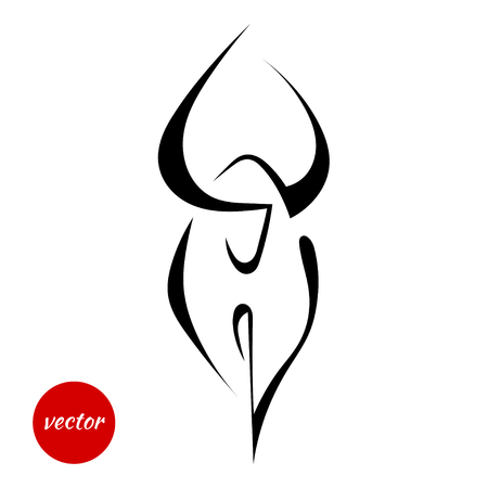 Silhouette of wild bull on a white background in front. Vector illustrationのイラスト素材