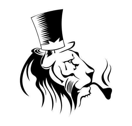 Silhouette of a lion's head. Symbol of the greatness and pride. Logo. Vector illustration.のイラスト素材