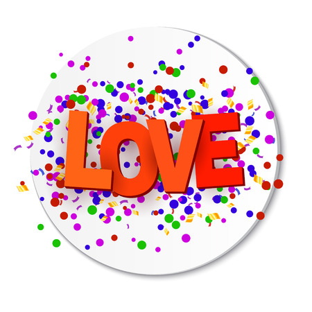 Sign of love with confetti on a white background. Vector illustrationのイラスト素材