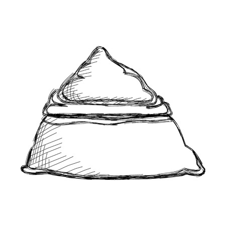 Hand-drawing pencil bag of flour on a white background. Vektorillustrationのイラスト素材