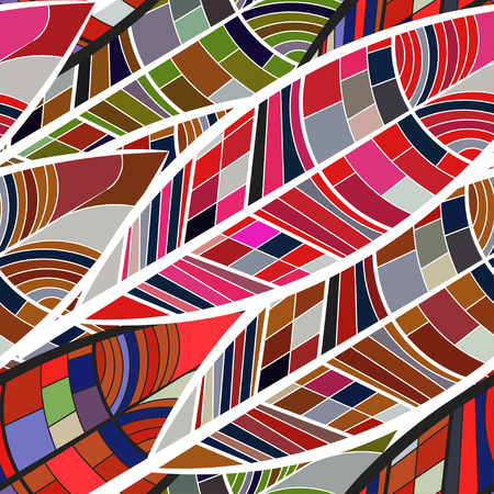 Tribal seamless texture with stylized leaves.のイラスト素材