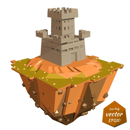 The island with a castle on a white background. Isolate. Vector illustration.のイラスト素材