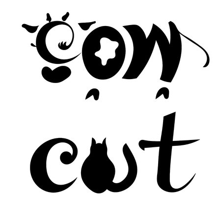 Set of abstract silhouettes and letters isolated on white background. Vector illustration.のイラスト素材