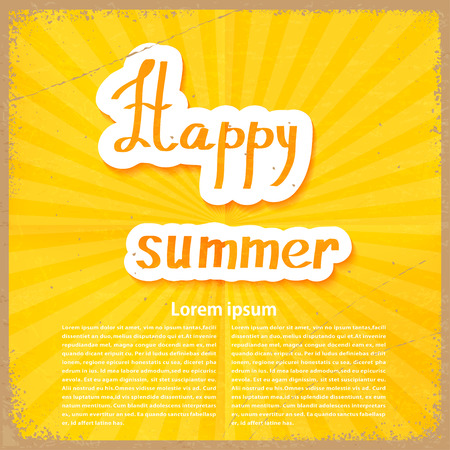 Yellow retro background with sun rays. Vector illustrationのイラスト素材