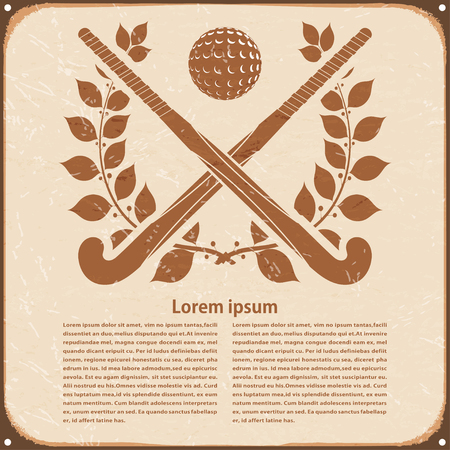 Vintage paper background with hockey with laurel branches. Vector illustrationのイラスト素材