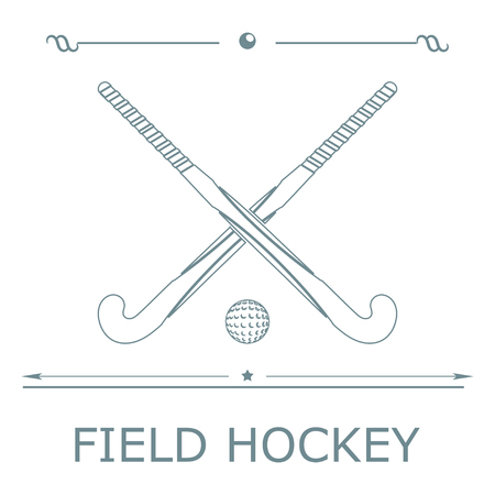 Two silhouettes sticks for field hockey and ball on a colored background. Vector illustration.のイラスト素材