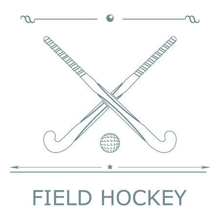 Two silhouettes sticks for field hockey and ball on a colored background. Vector illustration.の素材 [FY31054399618]