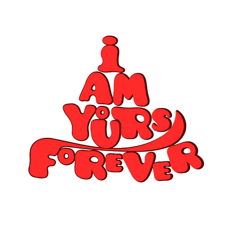 Red romantic lettering on a white background. Vector illustrationのイラスト素材