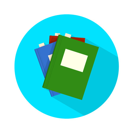 Modern flat icon vector books with long shadow effect in stylish colors of web design. Isolated on white background.のイラスト素材