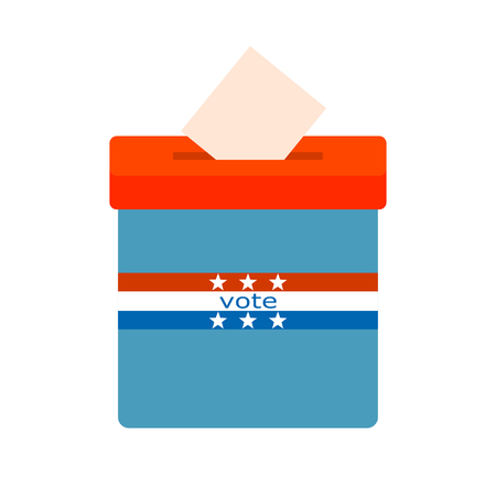 Icon blue ballot box. Referendum icon - ballot box with red cap. Symbol of free voting in America symbol. The concept of a free people. Element for design of the campaign. Vector Stockのイラスト素材