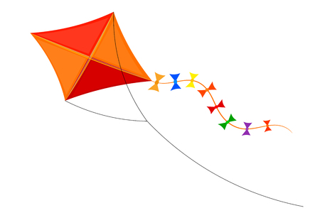 Vector Cartoon kite on a white background. Color illustration of a kite at Leer, a child's toy. 
Element for design, decoration. Stock vectorのイラスト素材