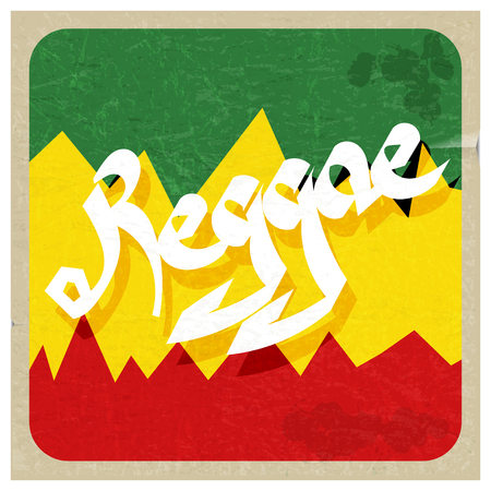 Vintage poster reggae. Rastaman color poster with the word reggae. Abstract vector illustration of a music style reggae. Stock vectorのイラスト素材