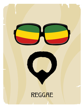 Abstract Rastaman man's face with a beard and glasses. Icon reggae musical style. Musical 
poster. Stock vectorのイラスト素材