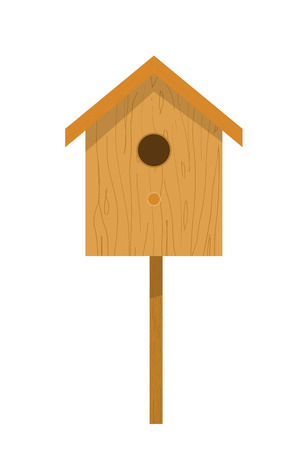 Wooden birdhouse on a white background isolate. Small house for birds in Cartoon style. 
Birdhouse illustration. Stock vectorのイラスト素材