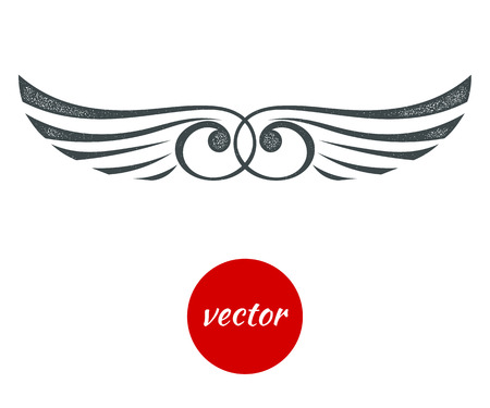 Abstract wings black on a white background. Tattoo grunge isolated. Stock vector illustration.のイラスト素材