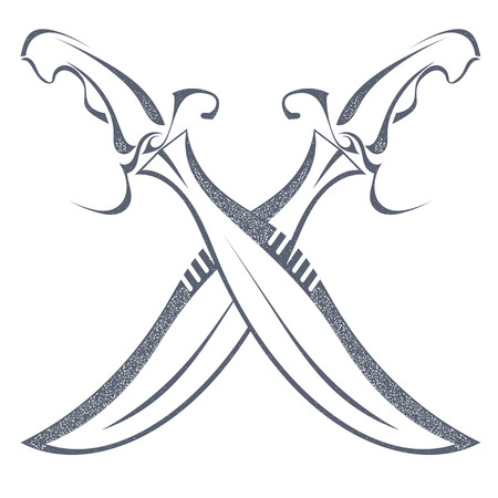 Grunge sketch set sword isolated on white background. Weapons vintage grunge style. Stock vector illustration.のイラスト素材