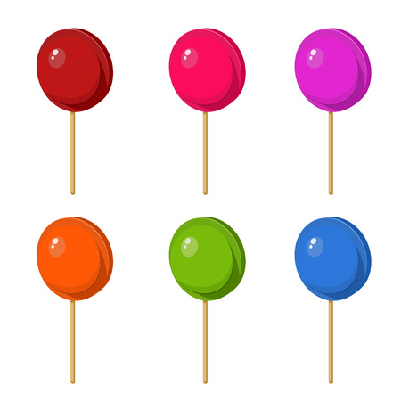 Vector illustration set of colorful sweet lollipops on a white background. Sweets, dessert. Subject isolate on a white backgroundのイラスト素材