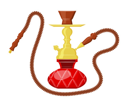 Vector illustration of hookah on white background. Cartoon drawing of a calabash. Vintage object. East Entertainment - hookah.のイラスト素材