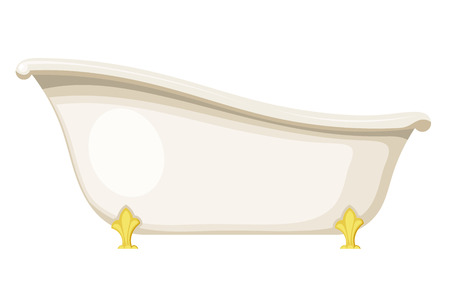 Vector illustration of retro bath on a white background. Vintage bath with golden metal legs. Subject of hygiene and water treatment. Tubのイラスト素材