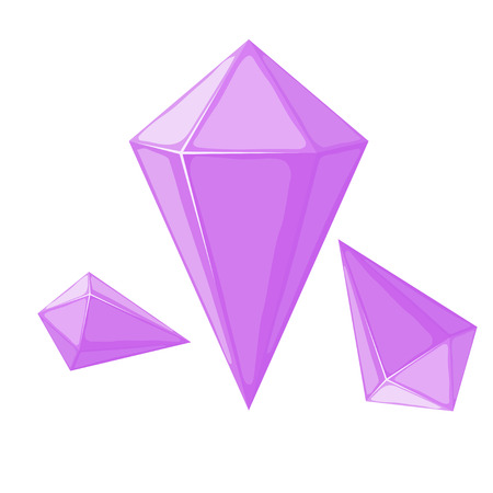 Vector illustration of a pink crystal on a white background. Cartoon style crystal. Purple mineral design element.のイラスト素材