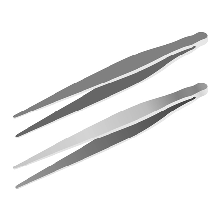 Vector silhouette of metal tweezers on a white background. Stock vector illustrationのイラスト素材