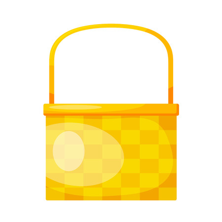 Vector image of a simple color baskets made of wicker. Cartoon style. Flat design basket on a white background. Stock vector illustrationのイラスト素材