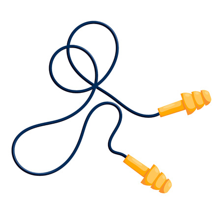 Vector illustration of modern yellow ear plugs on a white background. Cartoon style 
earplugsのイラスト素材