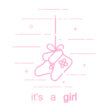 Vector illustration of girl's birthday concept. Vector abstract icon drawing of small shoesのイラスト素材