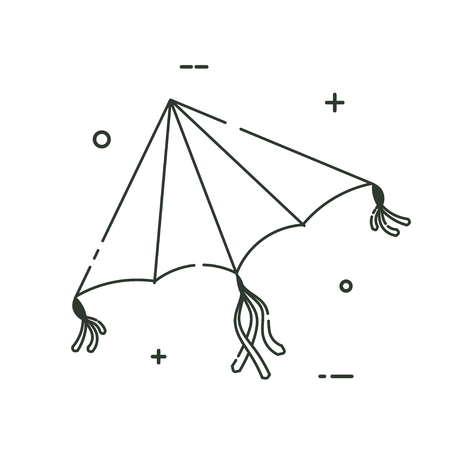 Kite in a linear style. Line icon isolated on white background. Vector illustration.のイラスト素材
