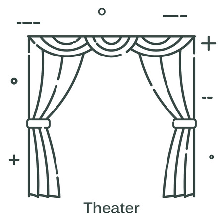 Theatrical scenes in a linear style. Line icon isolated on white background. Vector illustration.のイラスト素材