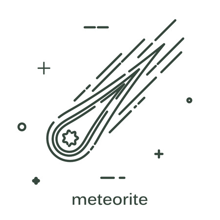 Simple flat icon of a meteorite on a white background. Linear style. Symbol of a meteorite. Atmospheric phenomenon. Vector illustrationのイラスト素材