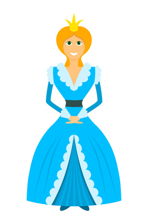 Color image of a funny cardboard flat style of a young princess on a white background. 
Vector illustrationのイラスト素材