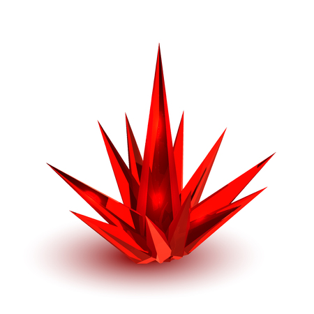 Red crystal. Realistic volumetric crystal on a white background. Vector illustration of an element of natureのイラスト素材