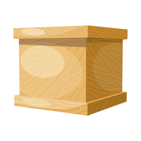 Cartoon wooden box on a white background. Vector illustrationのイラスト素材