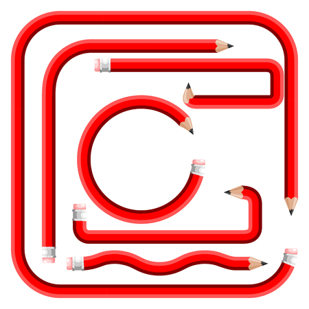 Set of abstract pencils of fancy shape on a white background. Element of design. Vector illustrationのイラスト素材