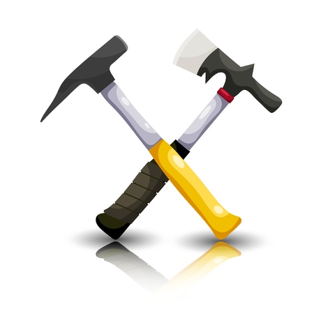 Color image of a set of hammers on a white background. Vector illustration of a set of hammers in Cartoon styleのイラスト素材