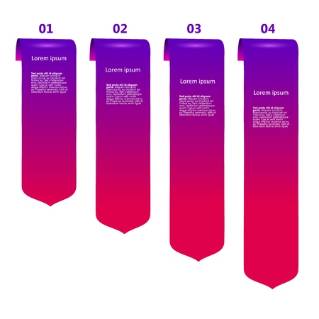 Trend color vector tags with placeholders as presentation elements isolated on white. Paper strips with numbers and sample text.のイラスト素材