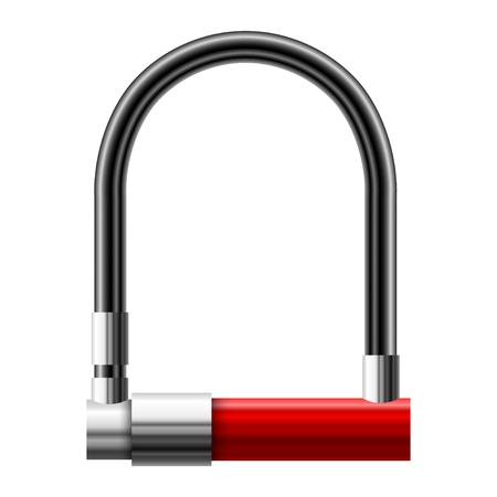 Color image of a simple reliable bicycle lock on a white background. Isolated object protecting bicycle vector illustration.のイラスト素材