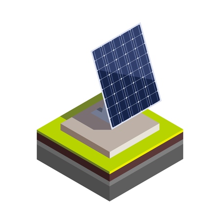 Solar battery on a white background. Symbol of renewable energy. Clean energy of the sun. Sign of modern technology, equipment for energy reproductionのイラスト素材