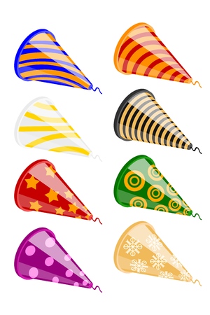 Set of festive crackers on a white background. Collections Bright colorful party poppers. Vector illustrationのイラスト素材