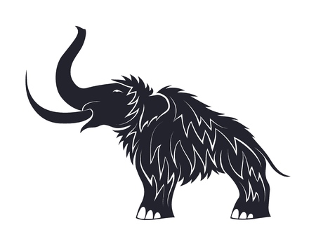 Black silhouettes of mammoths on a white background. Prehistoric animals of the ice age in various poses. Elements of nature and evolutionary development. Vector illustration
のイラスト素材