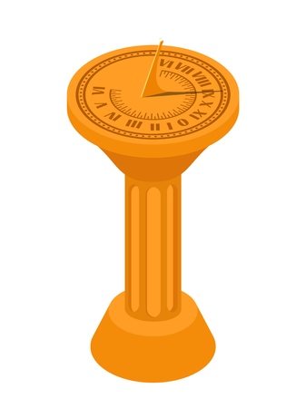 Color isometric vector image of a sundial on a white background. Sundial in Flete Cartoon style. Stock isometry style vector illustrationのイラスト素材