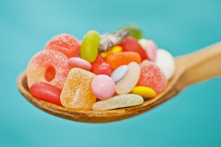Spoon full of candyの写真素材