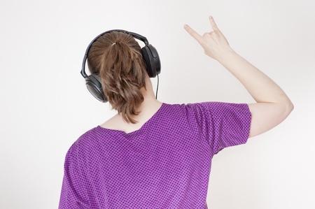 Young woman with headphonesの写真素材