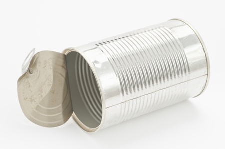 Studio shot of empty metal can ready for recycling