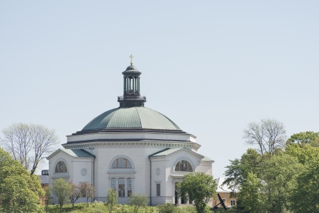 Skeppsholmskyrkan a landmark in a scenic setting in the middle of Stockholm, capital of Swedenの写真素材
