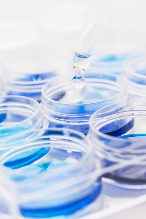 Closeup of lab equipment for scientific research with fluidsの写真素材