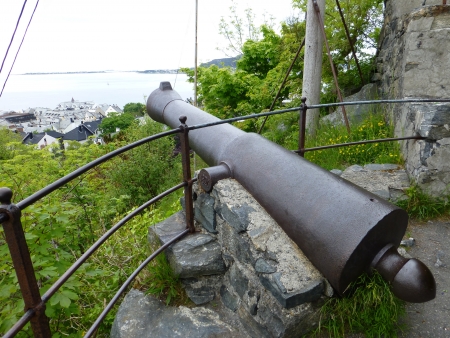 Cannon on our way to Fjellstua Aalesundの写真素材