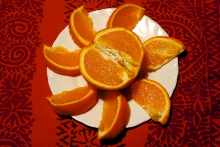 Fresh sliced orangesの写真素材